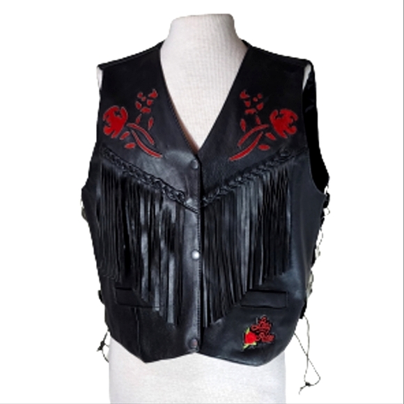 Biker's Leather Stuff Jackets & Blazers - BIKER'S LEATHER STUFF Lady Rider Black Vest Plus Size 3XL